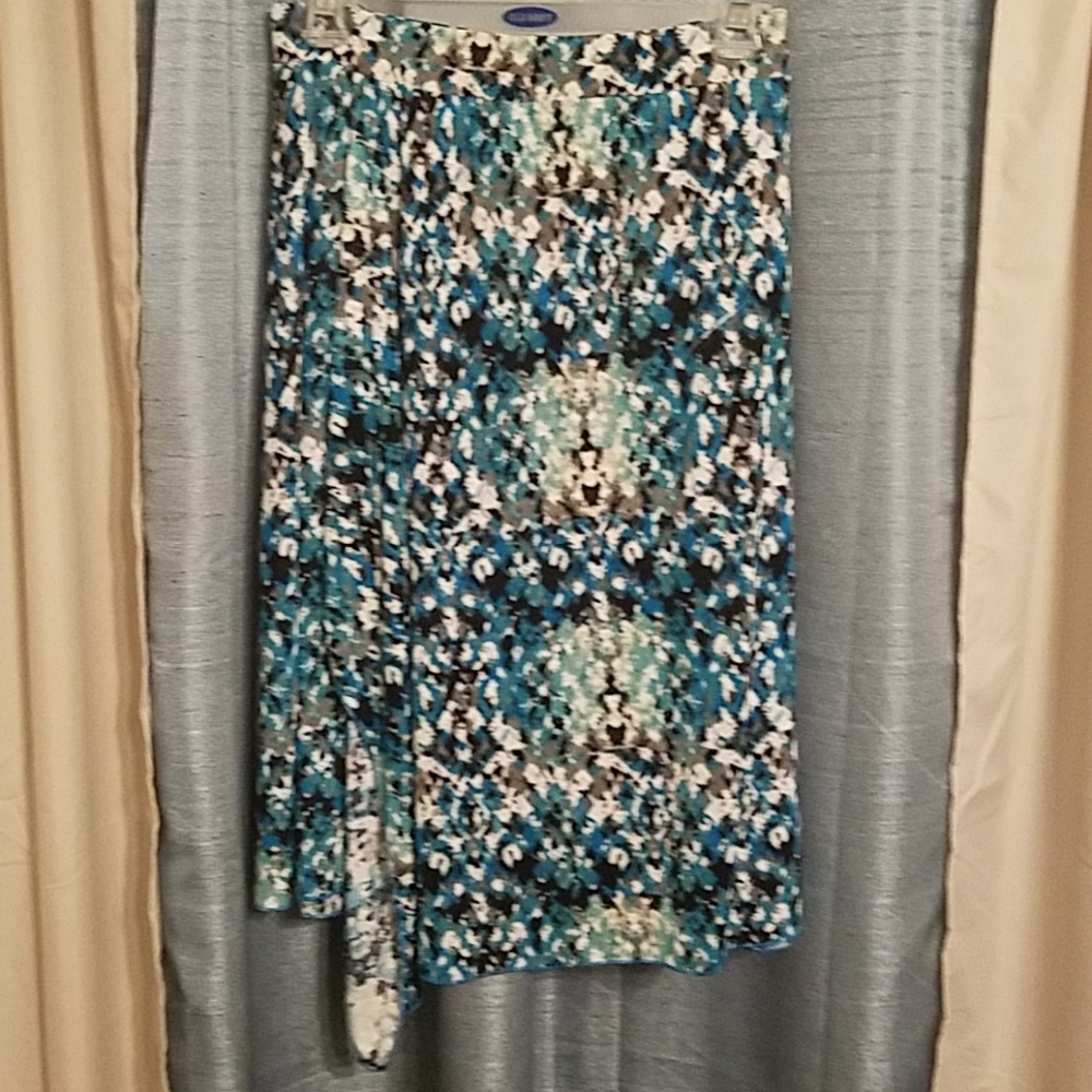 Fake wrap elastic waist skirt